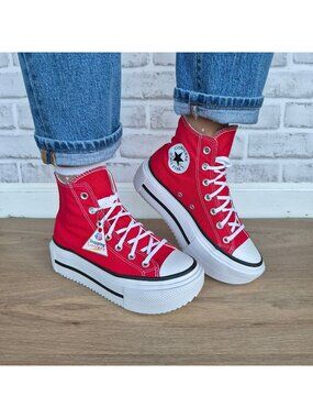 Converse Chuck Taylor Lift Double Stack Hi Sz 9 Womens shoes Sneaker Red A15542C